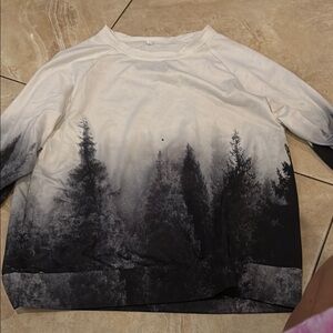 Black and White Forest Print Sweatshirt